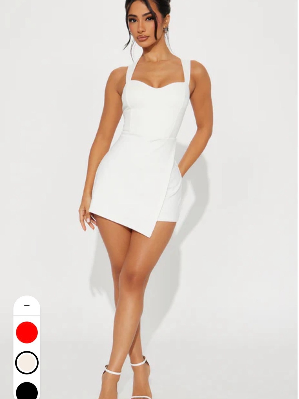 Fashion Nova White Square-Neck Asymmetrical Mini Dress